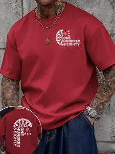 "one Hundred & Eighty" Dart Target Print T-Shirt, Unisex Oversize Loose Fit, Casual Long Sleeve Top, Random Pattern Design
