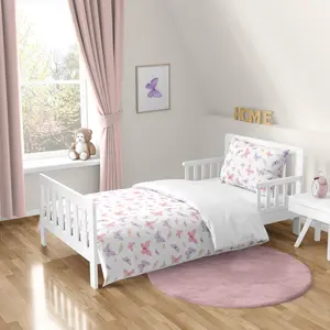 Sweet Jojo Designs Pink/Purple Shabby Chic Butterfly Girl Toddler Bedding Set – Kids, Children 5 piece Bed in a Bag with Comforter Blanket, Pillowcase Sham and Sheets - Colorful, Butterflies, Pastel