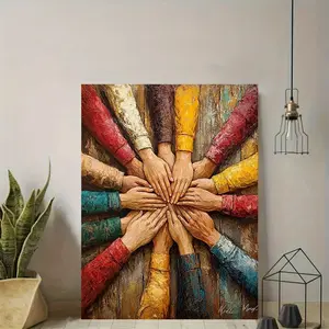 1 Piece Framed Canvas Wall Art - Teamwork Assistant Inspiration, Vibrant Colors Motivate Office Decoration, Positive Team Collaboration Piece, Rural Background, Modern High-Quality Printing, Corporate Gift, 2D Graphic Design, Perfect Room Decoration, 2D G