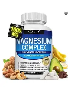 Flash Sale Magnesium 8 Elemental Complex Dietary Supplement - 90 Capsules, 1000mg Chelated (Malate, Taurate) for Easy Absorption, Healthcare Support for Men - Bone, Muscle Recovery, Sleep