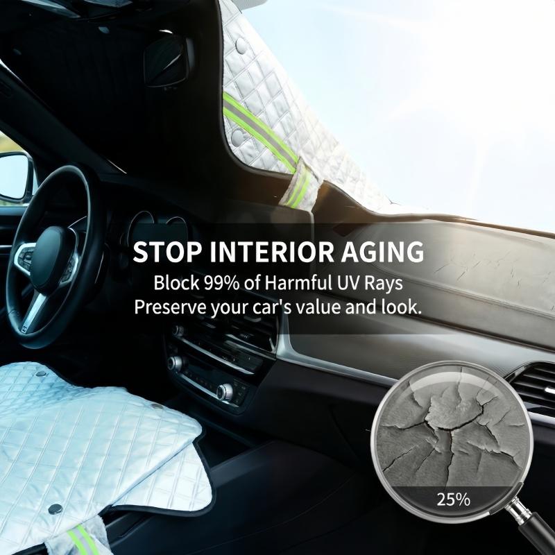 Car Windshield Sunshade, Anti-UV Snowproof Full Protection Double Sided Windscreen Cover, Sun Snow Ice Universal Shieldsfor Winter Weather Protection & Summer Sunshade