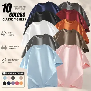 Men's 10-Color Cotton T-Shirt Set - Short-Sleeve, Round Neck, Plain Essential Casual Tshirt, Comfortable Clothes for Him for Daily Activities, Hanging Out
