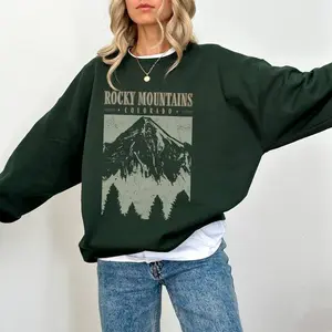 Rocky Mountains Sweatshirt, Rockies Retro Oversized Sweatshirt, Mountains Hiking Crewneck
