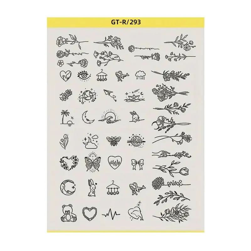Pre-Drawn Tattoo Transfer Paper Roll, Fashion Style Floral, Ca Prop 65 Compliant, No Additional Features, Ideal for Temporary Tattoos, Tattoo Supplies