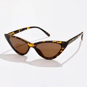 Cheetah Print Cat Eye Frames Sleek Narrow Glasses with Stylish Design