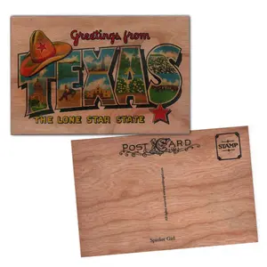 Spitfire Girl Greeting From Texas Wood Postcard