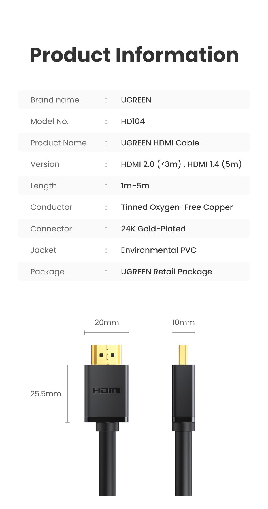 UGREEN 4K@60Hz HDMI Cable High Speed Monitor Cable 1.5FT | 18Gbps, Ethernet Support, Compatible with UHD TV Computer Switch Xbox 360 PS5 PS4 Blu-ray tiktokshopbacktoschool, Cable Connection, 1.5 Feet