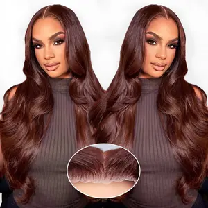 Lemoda Chocolate Brown 7x5 Glueless Wigs Pre Plucked Pre Cut 200% Density #4 Colored Brown Body Wave Wig Wear And Go Virgin Human Hair Wigs Transparent Virgin Human Hair Wigs summerwins