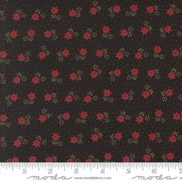 Fabric Moda Black Christmas Cactus Florals A Vintage Christmas by the Quarter Yard 9782-19