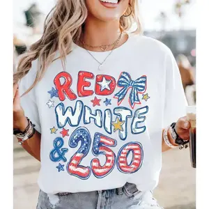 Comfort Colors 250th Anniversary Shirt, Red White and 250 Tee, 4th of July Shirt, Preppy Patriotic Tee, USA America Shirt, Flag Tshirt