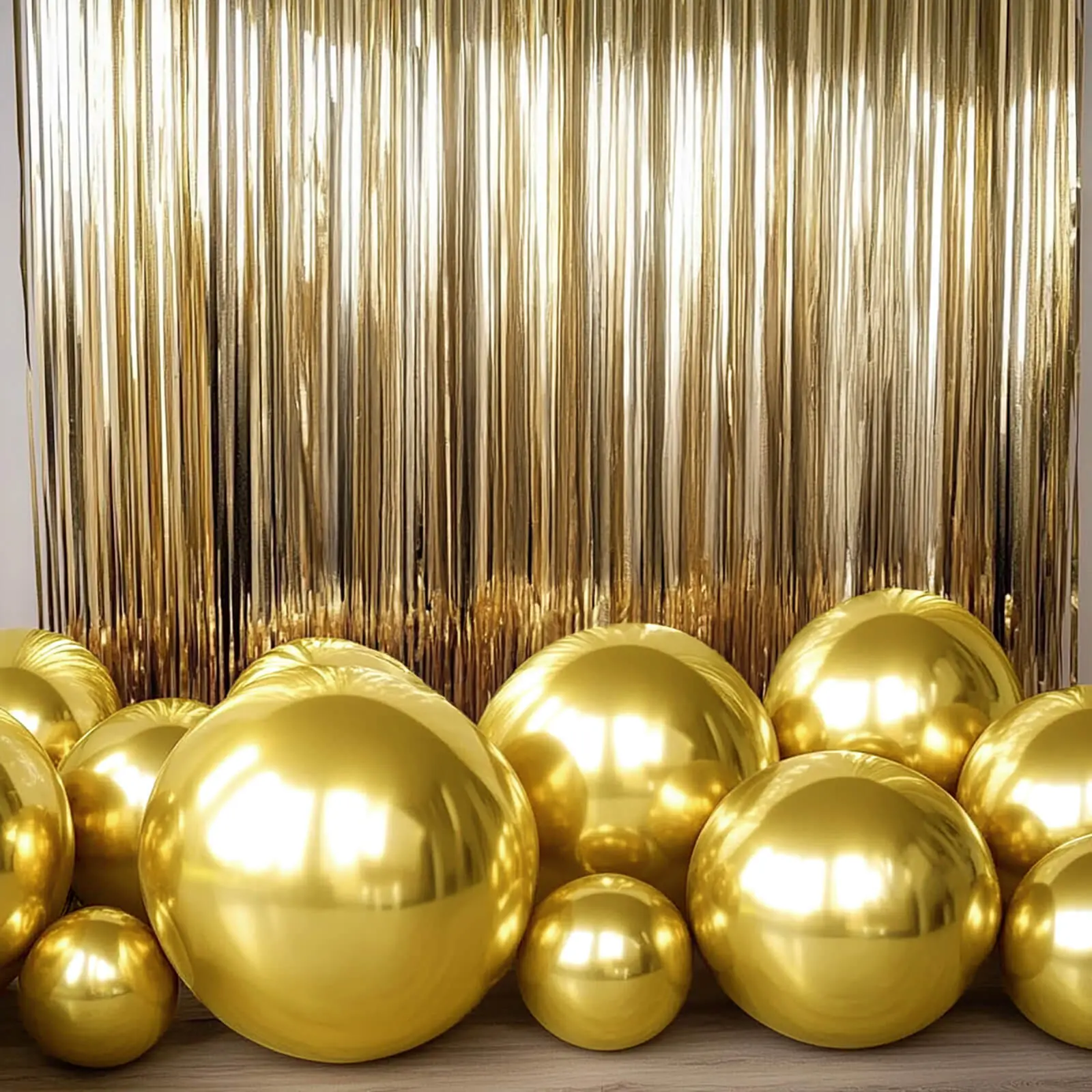Metallic Gold Foil Orbz Balloons, 4-Pack 32" Large Round Sphere Helium/Air-Filled Balloon Party Supplies for Birthday Party Decor