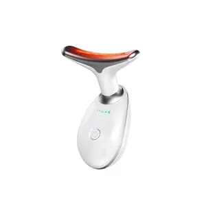 LED Facial and Neck Massager Rechargeable Skin Care Beauty Device with 7 Color Light Modes and Vibration Massage