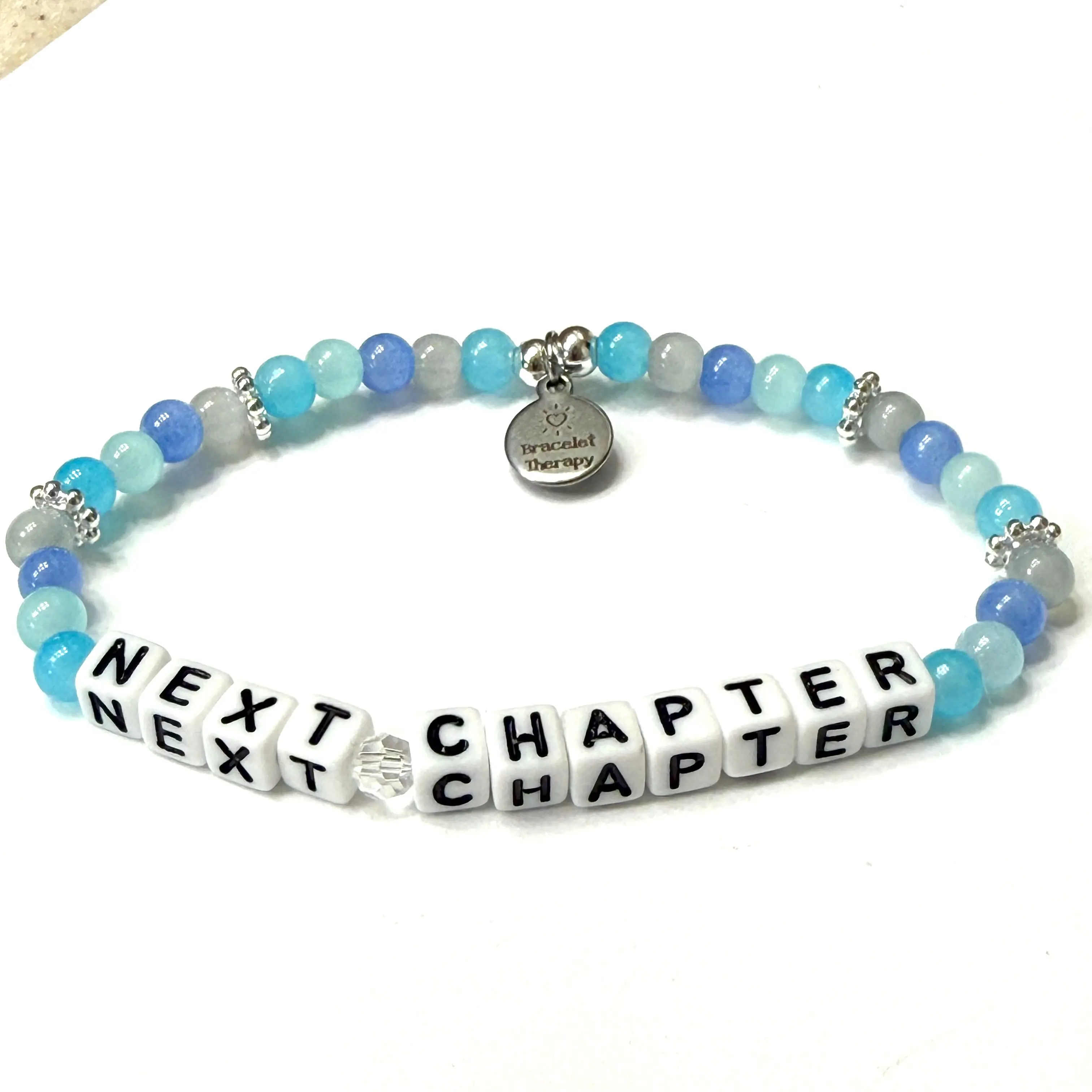 Next Chapter Bracelet | Inspirational Word Bracelet | Motivational Bracelet for Women | Blue Word Bracelet | Graduation Gift | College Send Off Gift