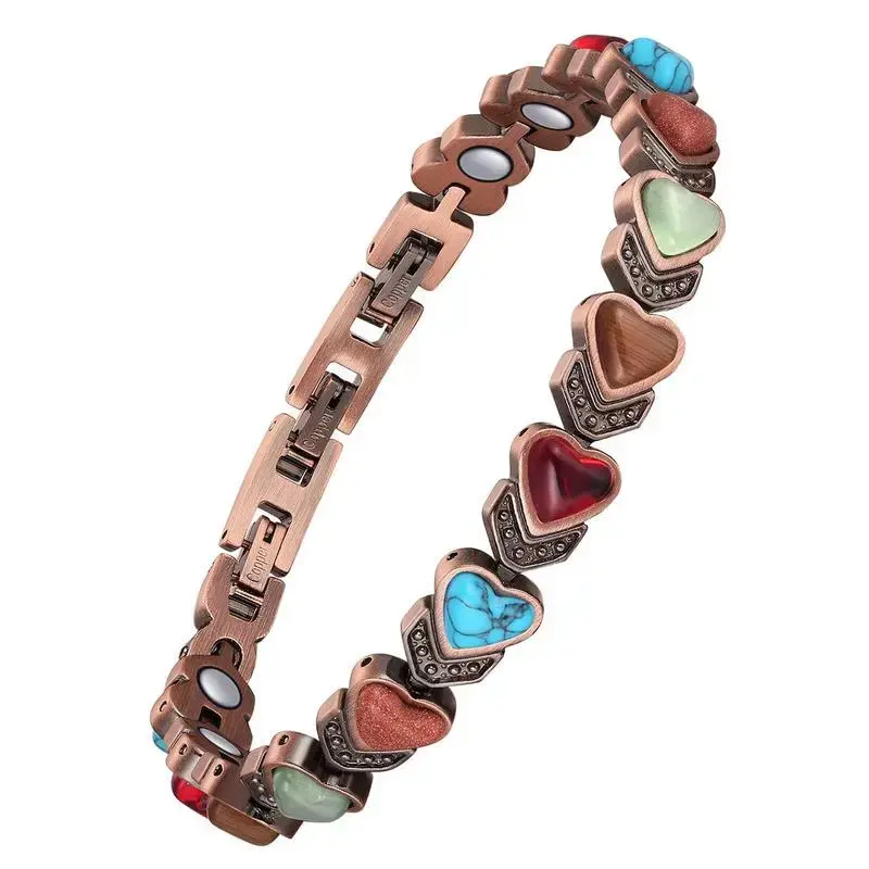 Copper Bracelet for Women for Arthritis and Joint,Pure Copper Magnetic Therapy Bracelets ,Natural Unique Gemstone,Gifts for Women, Fashionable Bracelet Jewelry, All Weather Bangles