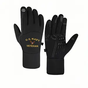 1 pair with US Navy Veteran Military winter gloves unisex winter gloves Touch Screen Touch Screen Compatible Outdoor Sports full finger gloves for men women Thick Christmas gifts Tactical Glove