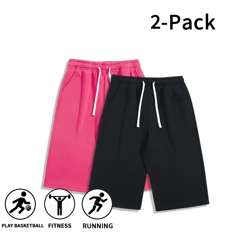 Men's 2-Pack Casual Sweat Shorts with Quick Drawstring, Comfortable Athletic Shorts for Gym, Running, and Streetwear, Men's Shorts