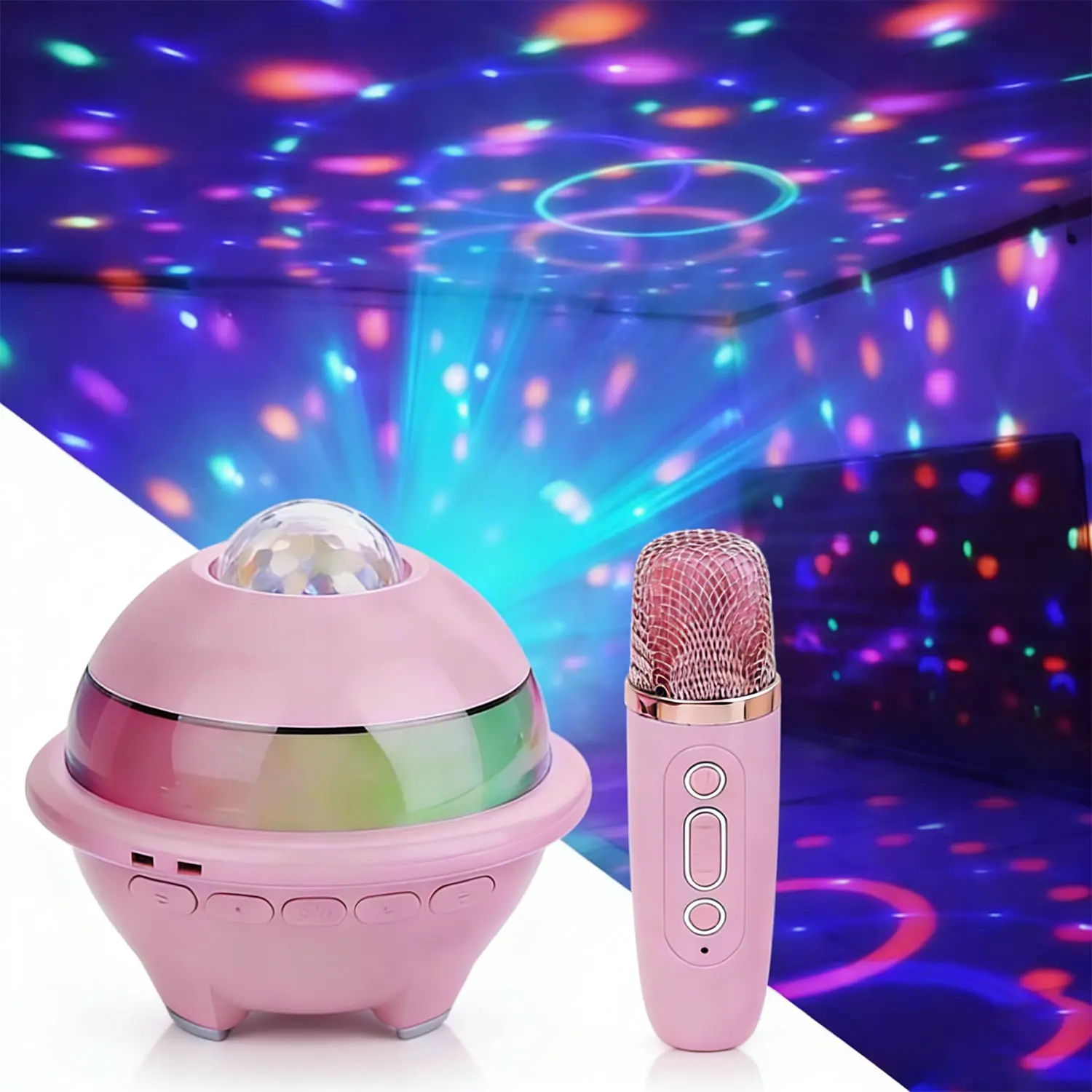 Easter2026 Mini karaoke machine, home karaoke system, starry sky projector, portable karaoke machine, KTV projection light, 1800mAh battery, card-insertable, compatible with computers, suitable for home use,children, adults,and parties DealsForYouDays