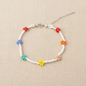 Daisy Seed Bead Flower Boho Bracelet - Guatemala