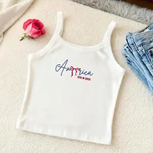 Embroidered America 1776 -2026 Tank Top, Semiquincentennial Spaghetti Strap, Independent America 250th Tank Top, Independence Day Y2K Shirt