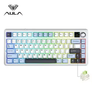 AULA F75 MAX 2.4G Wireless/Bluetooth/Wired Gaming Mechanical Keyboard Hot-Swap RGB 75% 81 Keys with TFT Screen & Gasket Structure for Office Use