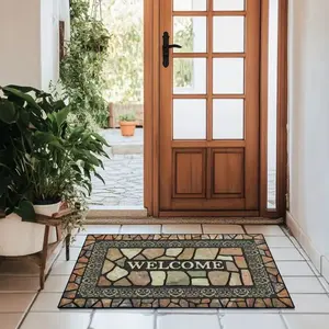 Welcome Home Doormat Waterproof Non Slip Floor Mat for Living Room Bedroom Bathroom Kitchen Balcony Entryway 4 Styles