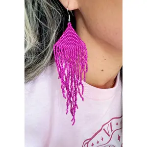 Fuschia Seed Bead Earrings