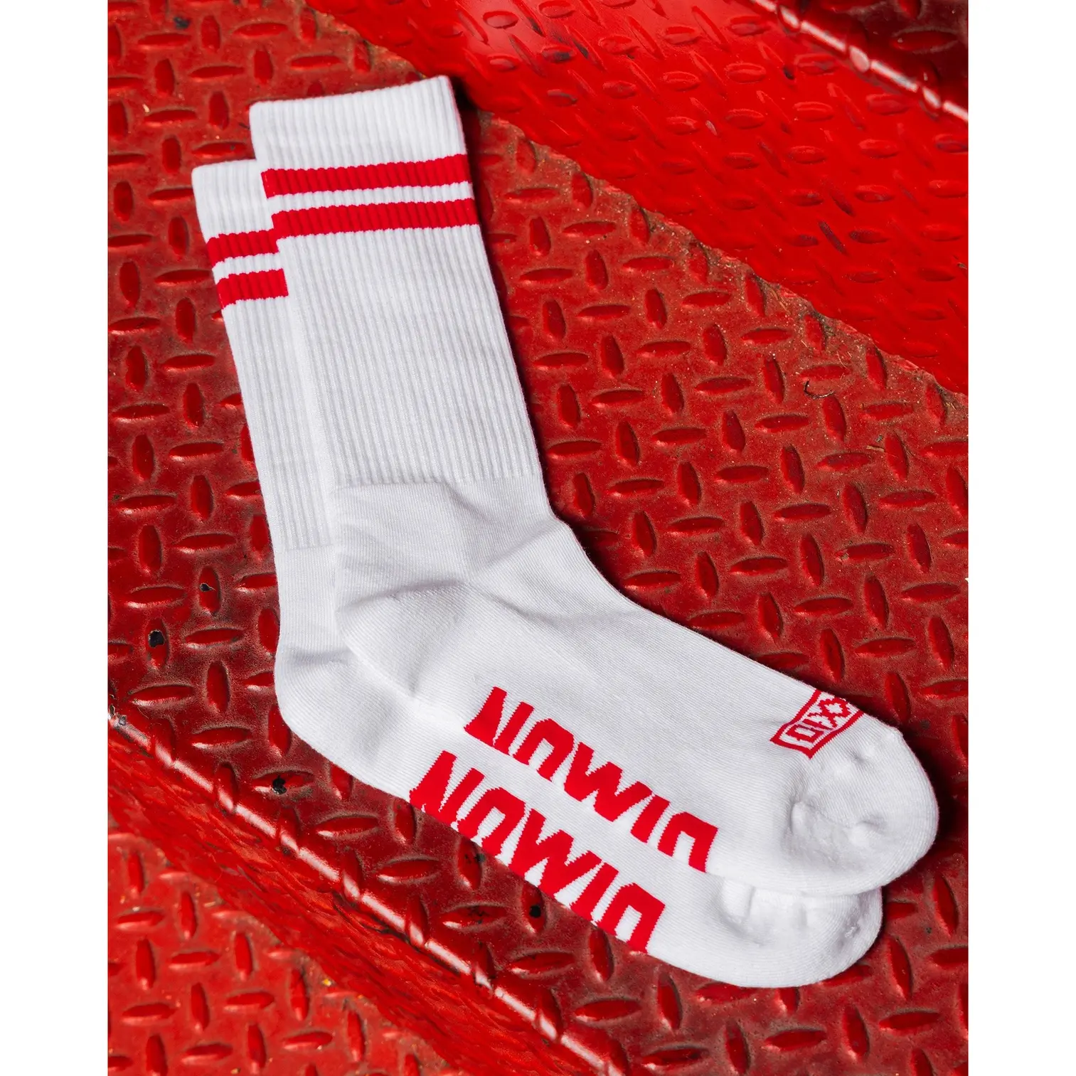 Red & White Stripe Premium Crew Socks