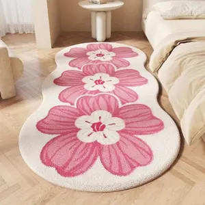 Creative Floral Pattern Bedroom Rug, Soft Plush Carpet for Living Room Sofa Coffee Table, Cute Decorative Mat for Hallway Balcony Closet, Home Decorative Rug