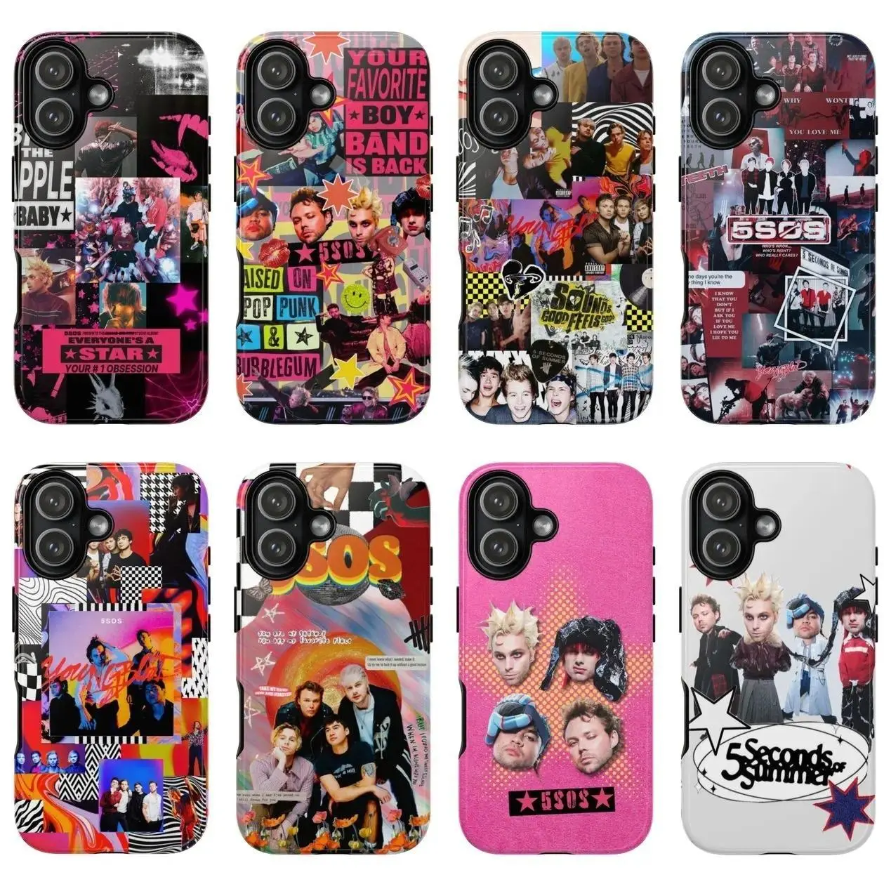 8 Styles Available: 5SOS 2026 "Everyone's a Star" Tour-Themed Phone Cases — Five Seconds of Summer Band Merchandise. Compatible with iPhone 11–17 Pro Max/Plus Series and Samsung Galaxy S23–25 Series. An Exclusive Gift for Fans!