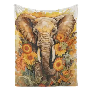 Elephant Blanket with Sunflower Design Soft Cozy Flannel Throw for Kids & Adults Large Elephant Theme for Bed Sofa & Living Room Perfect Birthday Gift Christmas Gift Holiday Present Great for Animal Lovers & Home Decor