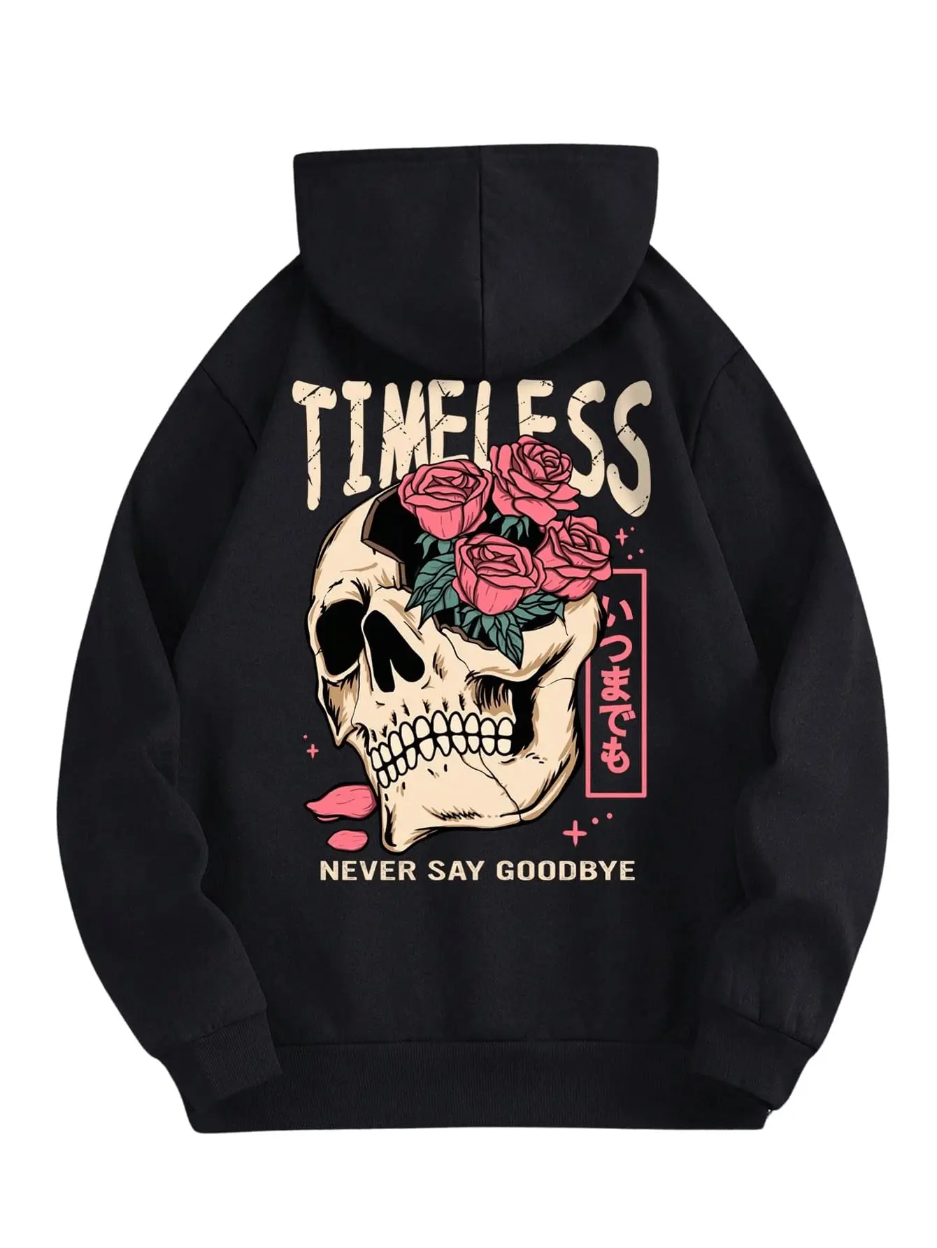 Men's Skull Rose Printed Hoodie Graphic Gothic Hoodies Sweatshirt Pullover