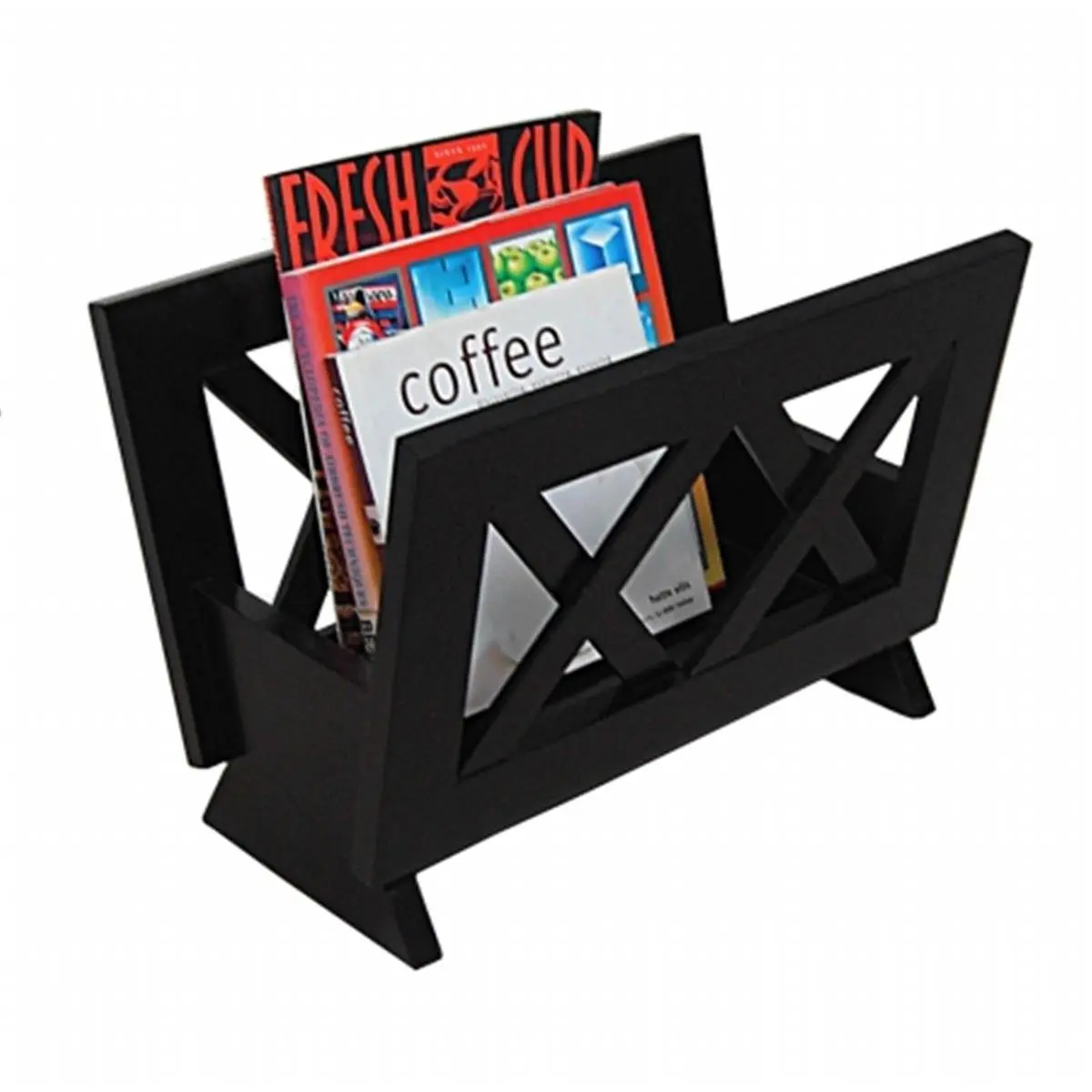 212 MAIN Contemporary Mahogany Solid Wood Magazine Rack - Book Holder for Desk Organization, Office Furniture