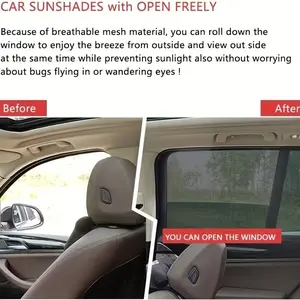 4 Piece Mesh Car Window Shades, Universal Fit for Front and Rear Windows, RV Sunshade, Camping Comfort, Durable Automotive Accessories