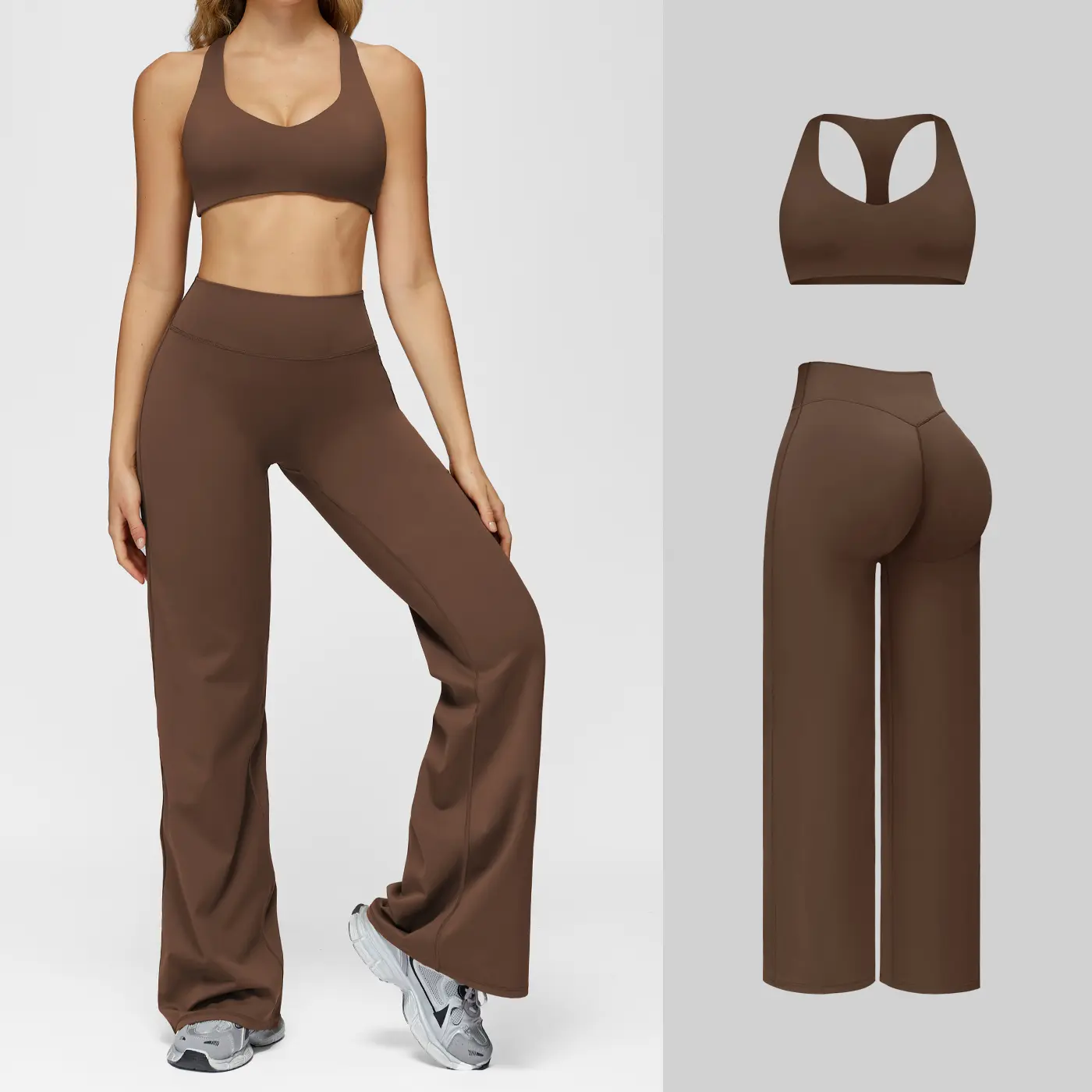 Bra Bell Bottom Pants - Brown