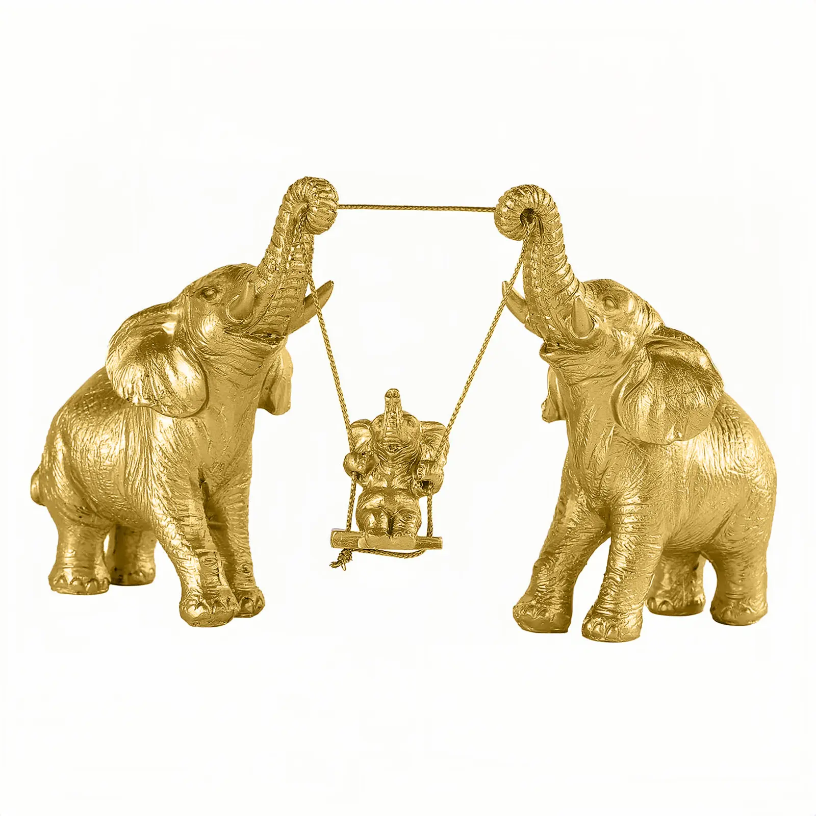 Resin Gold Elephant Hand-Polished Figurine - Waterproof Home Decor Statue for Living Room - Good Luck Gift for Women