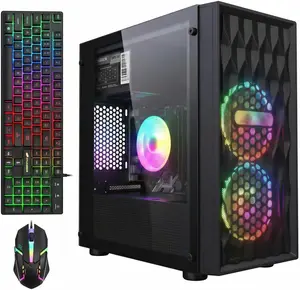 STGAubron Gaming PC Computer Desktop, Intel Core i7 8th Gen up to 4.1GHz, Radeon RX 590 8G, 16G DDR4, 512G SSD, WiFi 6 & BT 5.2, RGB Fan x2, Windows 11 Home