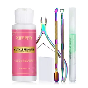 XIFEPFR Cuticle Remover Kit - 6.09 Oz Cream with Trimmer Nipper Pusher Oil Pen for Professional Manicure Nail Care Home DIY Gifts for Women