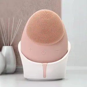 Extra-Gentle Smooth Waterproof  IPX6 Silicone Ultrasonic Facial Cleansing Brush Facial Deep Pore Skin Care Scrub Cleanser Tool