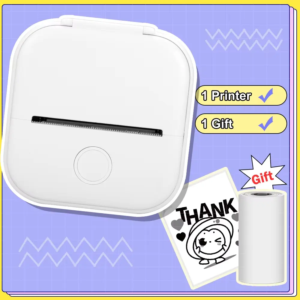Phomemo T02 Pocket Printer Portable Thermal Printer Inkless Stickers Maker Mini Wireless Printer for Home School Office Zodzi