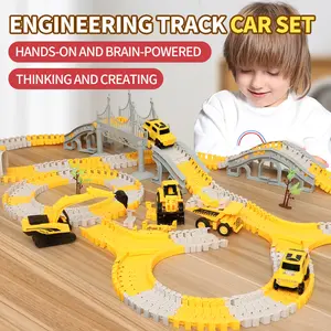 TongLi Electric Track Car DIY Track Assembly Set Track Car Toy Children's Track Car Set Engineering Vehicle Track Hands-On Ability Toy Birthday Gift Set Christmas Gift Toy for Ages 4-6 Children's Gift  Toy Gifts Christmasgift New Year gift