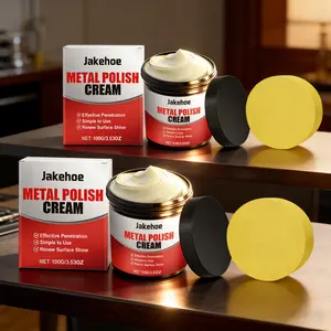 2 Pack Of Metal Polishing Paste (100g*2, sponge*2), Cleans Kitchen Stoves, Removes Rust And Stains From Metal Cookware, Restores The Kuster Of Metal Surfaces, Stain-Removing Polishing Paste