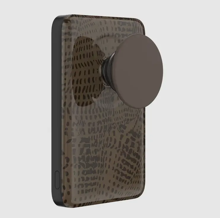 PopSockets Cocoa Umber Petrified MagSafe PowerPack - Wireless Rechargeable Smartphone Power Bank for MagSafe Users, Mobile Phone Accessory with Cocoa Umber Finish & Compatibility