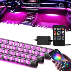 DIBMS Led Lights for Car Accessories Interior, Birthday Gifts for Women Men, Halloween Trunk or Trick Car Decorations Kit APP Control with USB Port Color Change Lights for Truck Decor, 12V RGB Car Interior Lighting Kit with APP Control