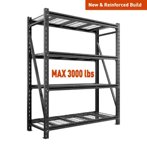 Raybee Heavy-Duty 60"/51.5" Wide Garage Shelving 3000LBS Upgraded Structure Heavy Duty Storage Shelves Adjustable Industrial Shelving Large Metal Utility Shelf for Garage Warehouse Basement Shop, 72" Tall , Black #TikTokShopStockUp