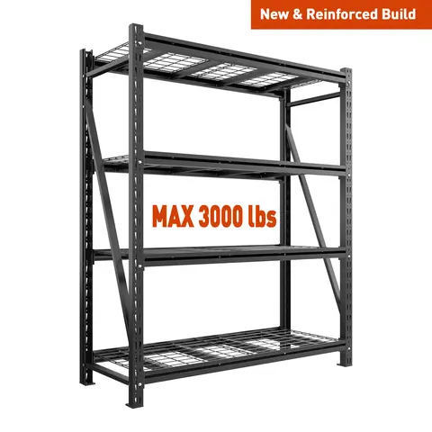 Raybee Heavy-Duty 60"/51.5" Wide Garage Shelving 3000LBS Upgraded Heavy-Duty Storage Shelves Adjustable Industrial Shelving Large Metal Utility Shelf for Garage Warehouse Basement Shop, 72" Tall , Black #TikTokShopBackToSchool