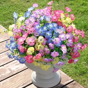 Artificial Mixed Floral Arrangement, 12pcs/set Colorful Morning Glory, Faux Flower for Spring & Summer, Decorative Flowers for Home & Garden & Yard, Artificial Outdoor Flowers, Fruit