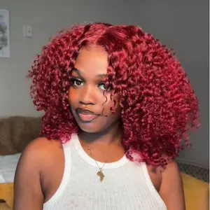 Tuneful 6x5 99j Burgundy Wear Go Glueless Wigs Bob Wigs For Black Women Ginger Colored Hair Pre plucked P4/27 Ombre Highlight Kinky Curly Short Bob Wig Human Hair