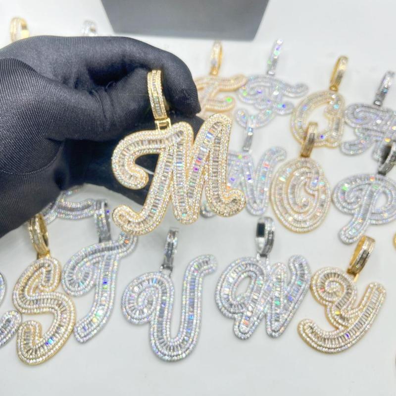 [ICE HUE]18K Gold Vacuum Plated Copper with 5A+ Sri Lanka Zircon Gothic Letter A-Z Design Pendant With Necklace Miami Italy Mexico & Micro Inspired for Women & Men Jewelry,Daily Wear,Casual Fashion,Gift Idea,,Classic,Hip Hop,Simple,Sporty Style