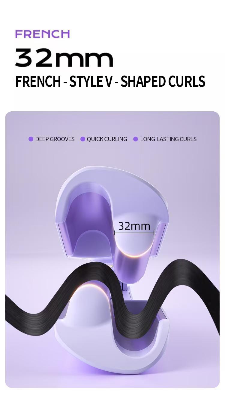 V-Shaped Clip - 30-second fast heat-up, ergonomic lightweight curling iron Multifunctional Styler hair straightener