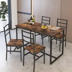 Bellemave  Dining Table Set for 4, Wood Kitchen Table Chairs Set, Space-Saving Design, Modern 5-Piece Dinette Set for Small Place, Kitchen, Dining Room, Restaurant